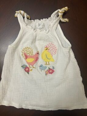 Mud Pie Toddler Girl Dress 4T White Chick Embroidered Smocked spring